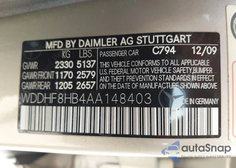 2010 Mercedes-Benz E 350 4Matic z USA, uszkodzony, nr VIN WDDHF8HB4AA148403